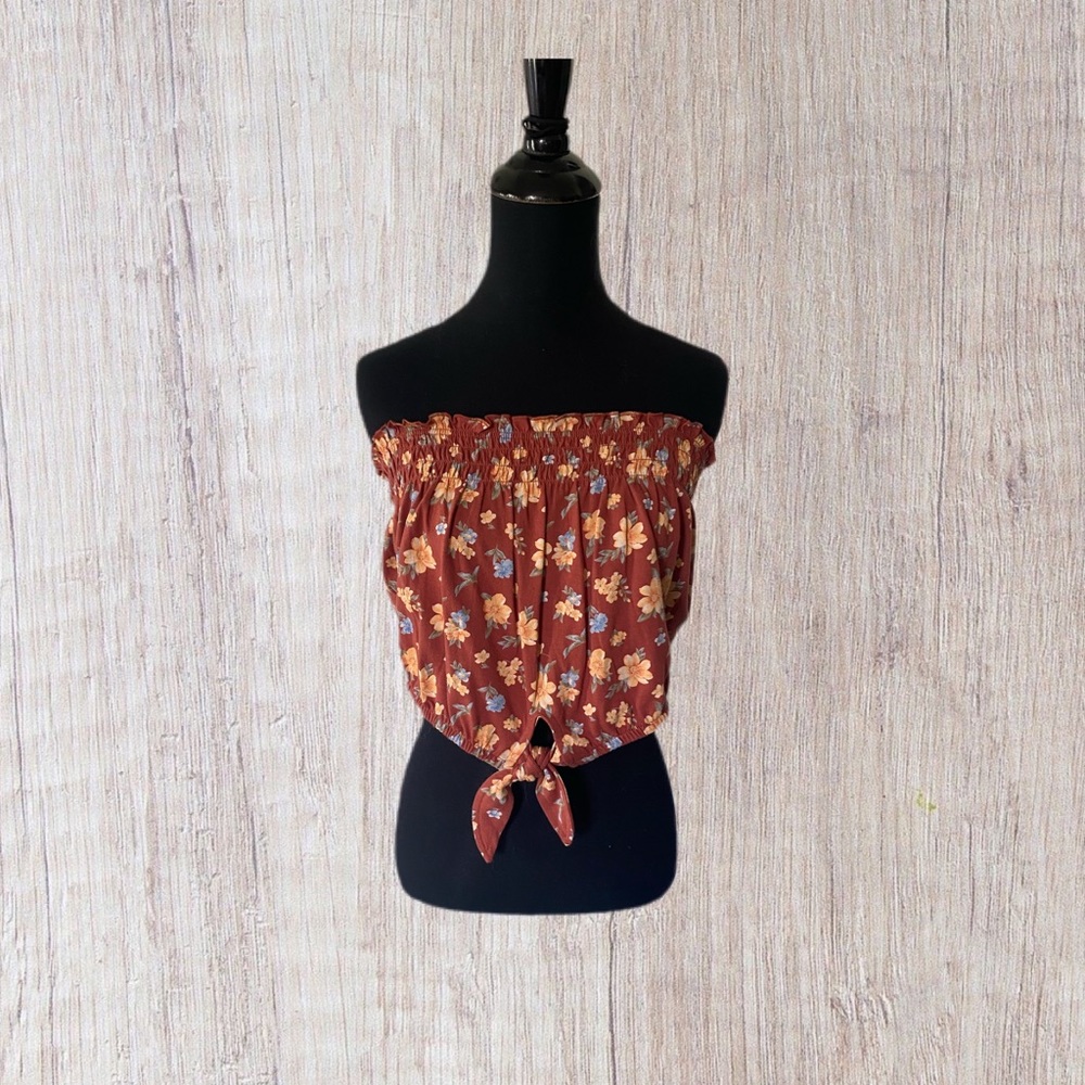Strapless Cropped Floral American Eagle Top